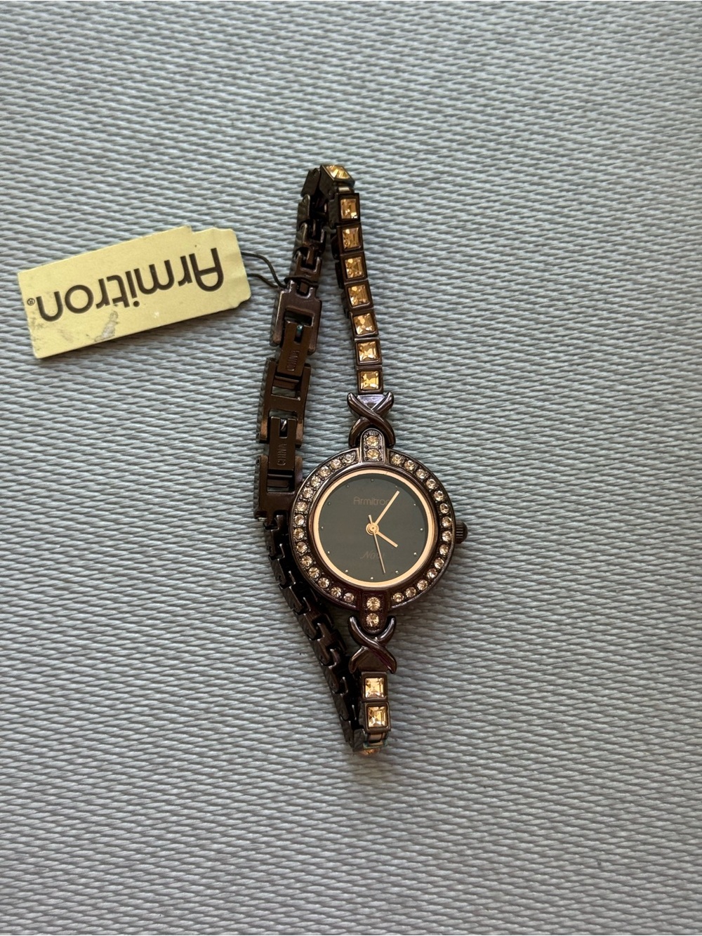 Armitron Women's Brown Watch with Crystal-Studded Bezel